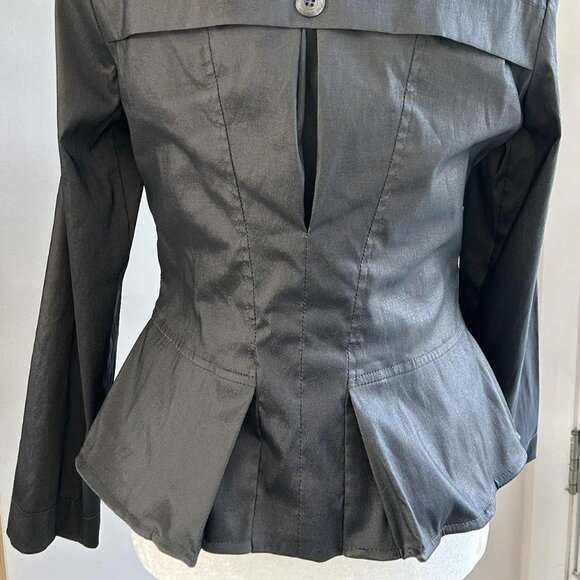 Joseph Ribkoff Graphite Shimmer Ruffle Peplum Jacket, Made in Canada – US/CA 8 - Picture 6 of 12